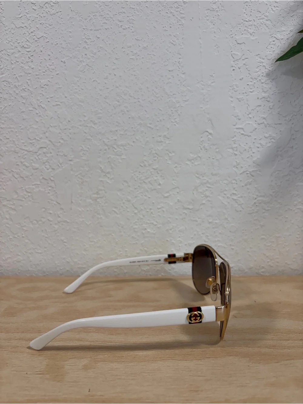 Gucci Gold Frame Brown Lens Aviator Sunglasses with Case